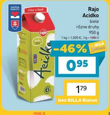 Rajo Acidko biele rôzne druhy 950 g