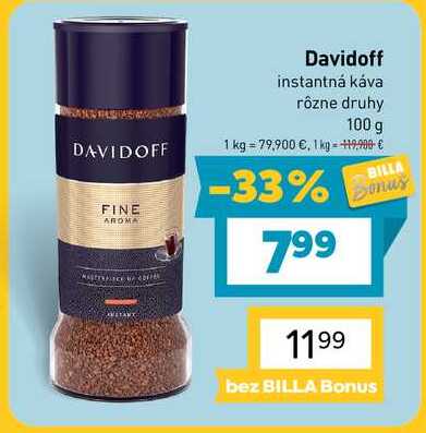 Davidoff instantná káva rôzne druhy 100 g v akcii