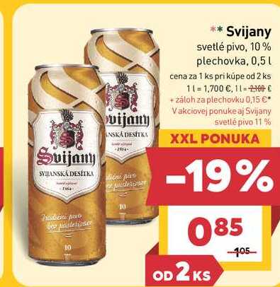 Svijany svetlé pivo, 10% plechovka, 0,5l