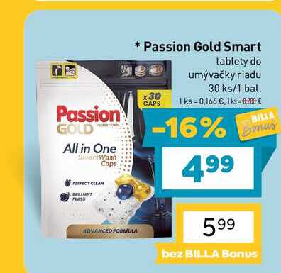 Passion Gold Smart tablety do umývačky riadu 30 ks/1 bal.