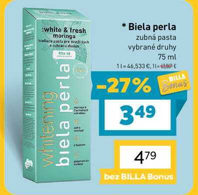 Biela perla zubná pasta vybrané druhy 75 ml