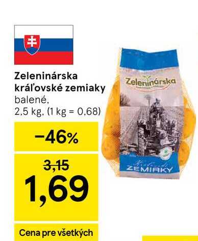 Zeleninárska kráľovské zemiaky balené 2,5 kg