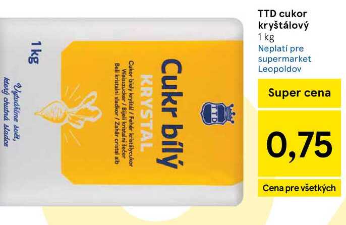 TTD cukor kryštálový 1 kg  v akcii