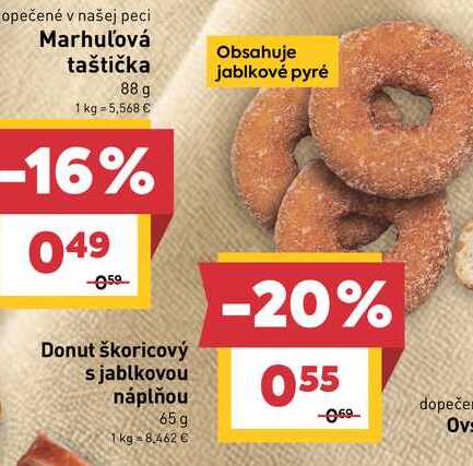 Donut škoricový s jablkovou náplňou 65g