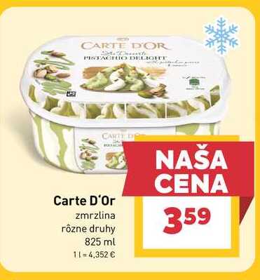 Carte D'Or zmrzlina rôzne druhy 825 ml