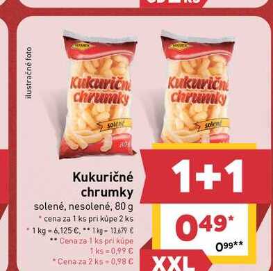 Kukuričné chrumky solené, nesolené, 80 g