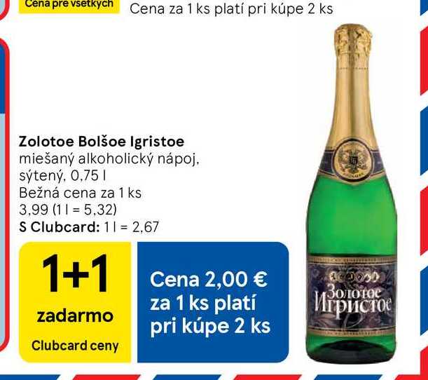 Zolotoe Bolšoe Igristoe miešaný alkoholický nápoj, sýtený, 0,75 I