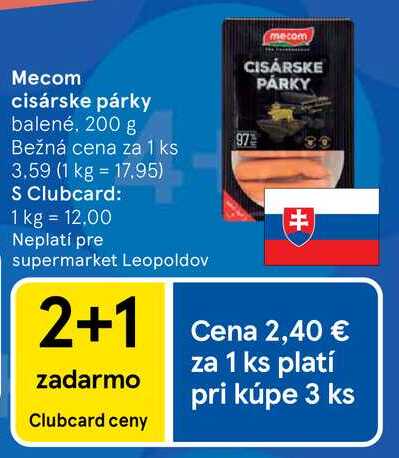 Mecom cisárske párky balené, 200 g 