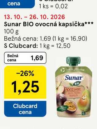 Sunar BIO ovocná kapsička 100 g