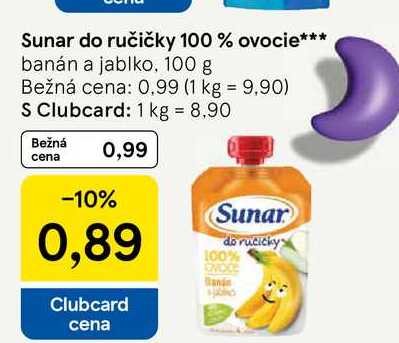 Sunar do ručičky 100 % ovocie banán a jablko 100 g