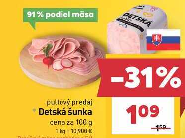 Detská šunka cena za 100 g