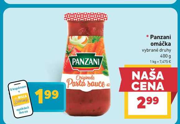 Panzani omáčka vybrané druhy 400 g