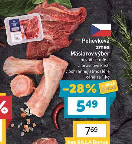 Polievková zmes Mäsiarov výber hovädzie mäso a bravčové kosti vochrannej atmosfére cena za 1 kg 