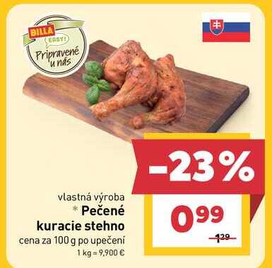Pečené kuracie stehno cena za 100 g