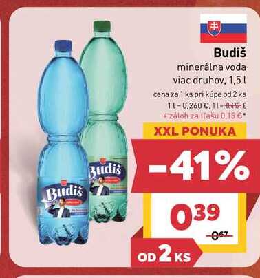 Budiš minerálna voda viac druhov 1,5l