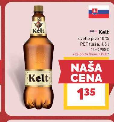 Kelt svetlé pivo 10% PET fľaša, 1,5l