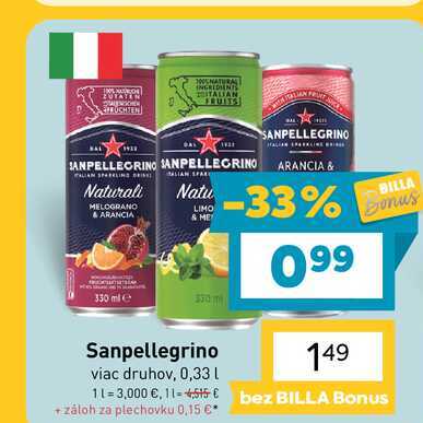Sanpellegrino viac druhov, 0,33l