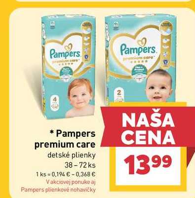 Pampers premium care detské plienky 38-72 ks