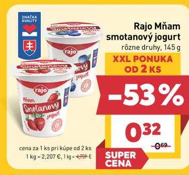 Rajo Mňam smotanový jogurt rôzne druhy, 145g