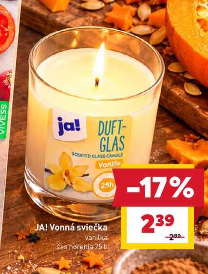 JA! Vonná sviečka vanilka čas horenia 25 h