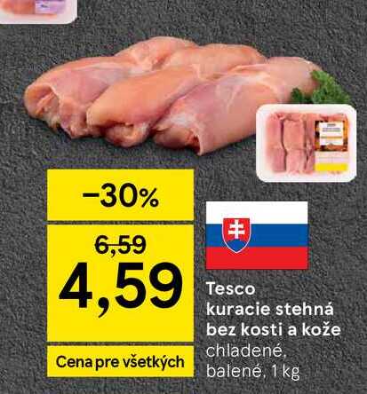 Tesco kuracie stehná bez kosti a kože chladené, balené, 1 kg