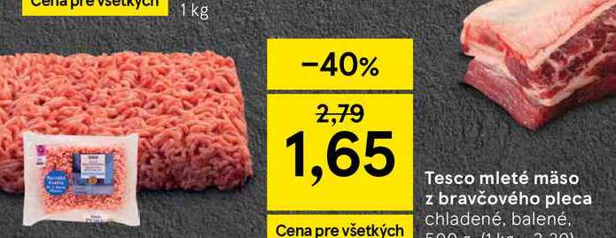 Tesco mleté mäso z bravčového pleca chladené, balené 500g