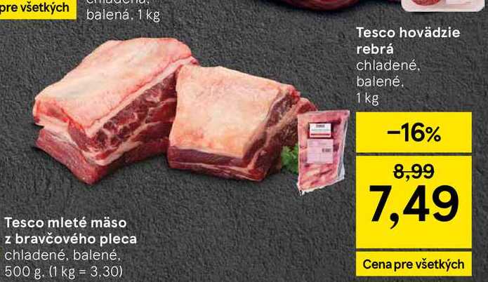 Tesco hovädzie rebrá 1kg