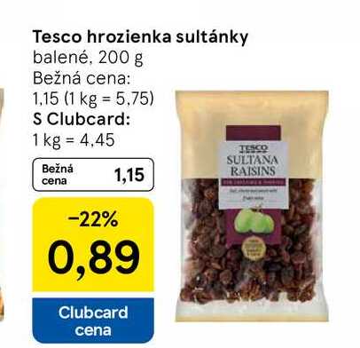 Tesco hrozienka sultánky balené, 200 g 