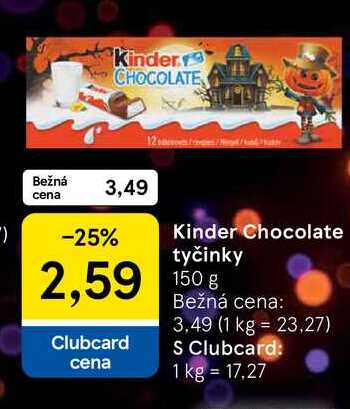 Kinder Chocolate tyčinky 150g