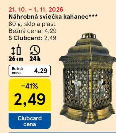 Náhrobná sviečka kahanec 80 g, sklo a plast