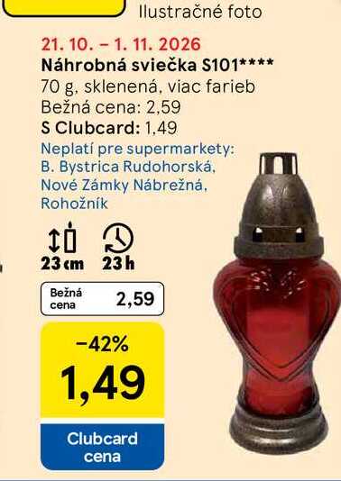 Náhrobná sviečka S101 70 g, sklenená