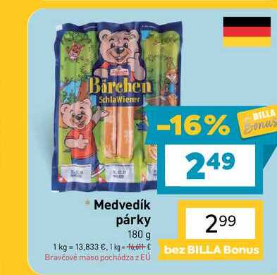 Medvedík párky 180 g