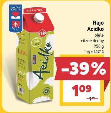 Rajo Acidko biele rôzne druhy 950 g