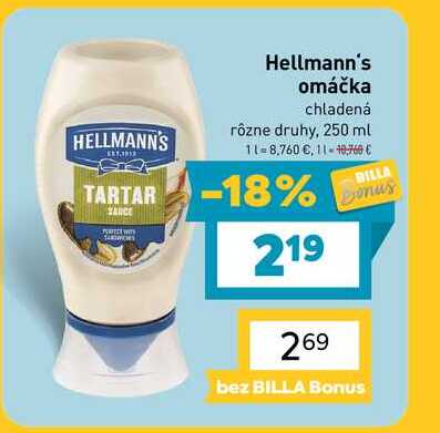 Hellmann's omáčka chladená rôzne druhy, 250 ml 