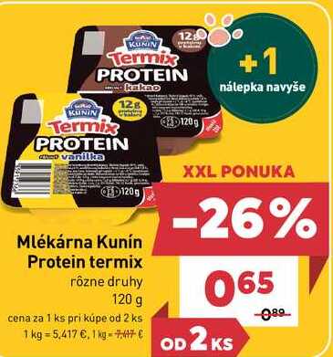 Mlékárna Kunín Protein termix rôzne druhy 120 g