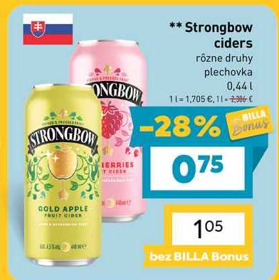 Strongbow ciders rôzne druhy plechovka 0,44 l