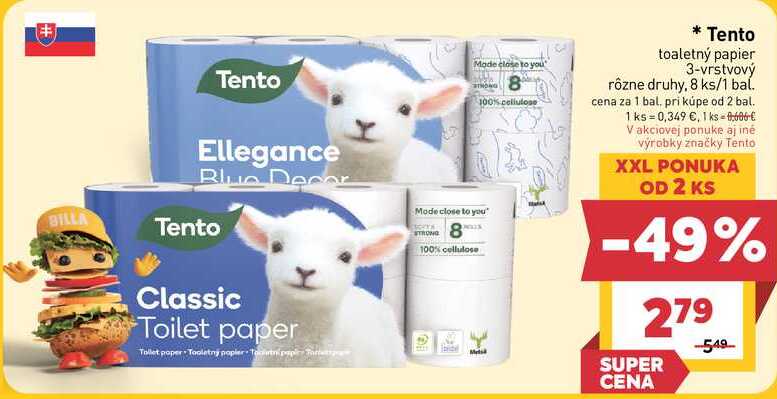 Tento Toaletný papier 3-vrstvový 8ks