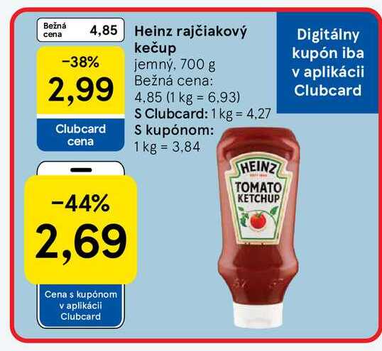 Heinz rajčiakový kečup jemný, 700 g