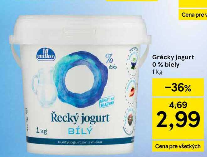 Milko Grécky jogurt 0% biely 1 kg