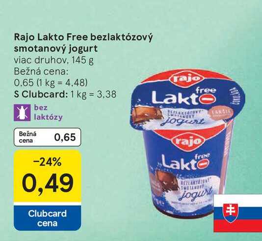 Rajo Lakto Free bezlaktózový smotanový jogurt viac druhov 145 g
