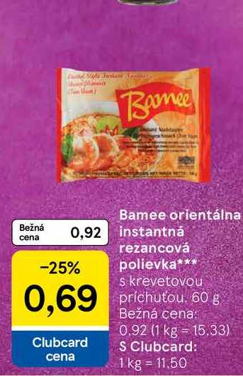 Bamee orientálna instantná rezancová polievka s krevetovou príchuťou 60 g