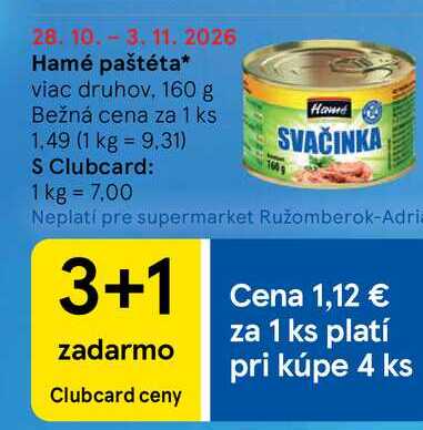 Hamé paštéta viac druhov 160 g