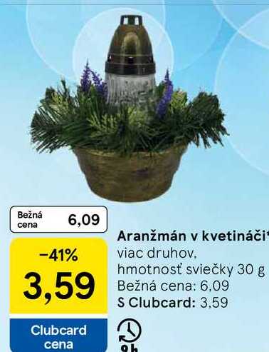 Aranžmán v kvetináči viac druhov hmotnosť sviečky 30 g