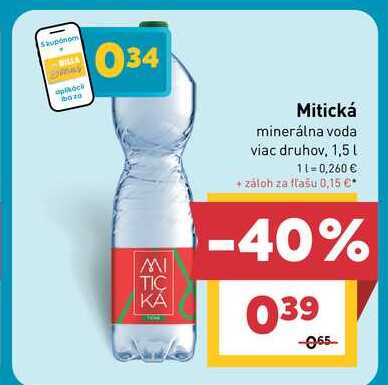 Mitická minerálna voda viac druhov 1,5L