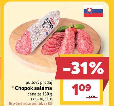 Chopok saláma cena za 100 g