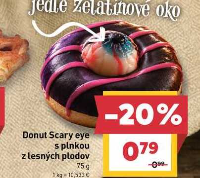 Donut Scary eye s plnkou z lesných plodov 75g